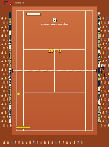 The Open arcade — retro clay-court tennis game